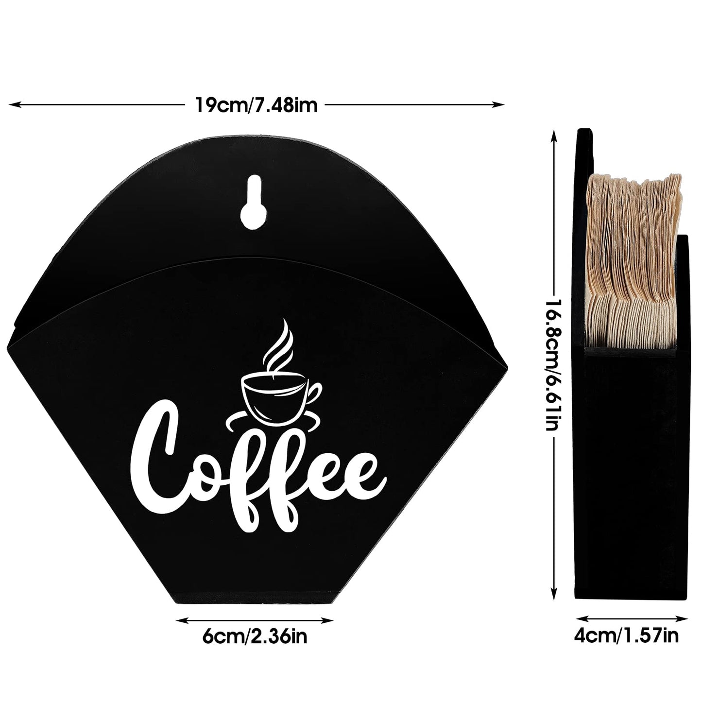 Yalikop Cone Coffee Filter Holder Farmhouse Filter Storage Container Wall-mount Vintage Paper
