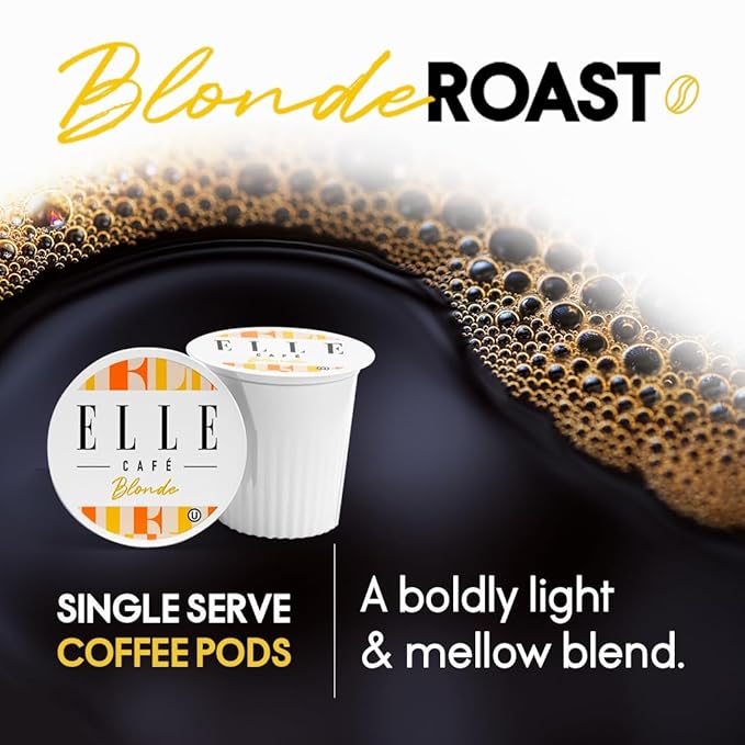 ELLE Café© Blonde Roast K-Cup Pods - 24 Count - 100% Arabica Coffee, Flavor Light Roast - Single-Serve Coffee Pods