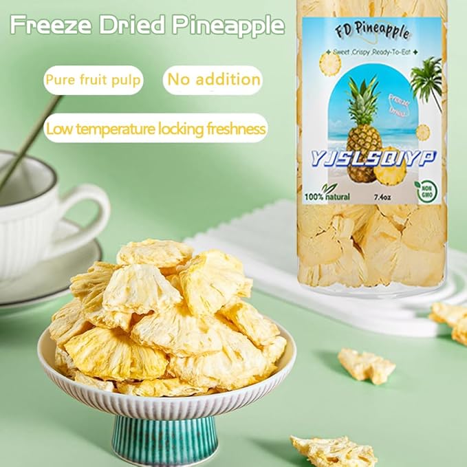 Freeze-Dried Pineapple Chips - 7.4 oz (200g) | 100% Natural Fruit, No Sugar Added | Vegan, Gluten-Free, Kosher Certified | Crunchy Tropical Snack, Sweet Crispy Snack