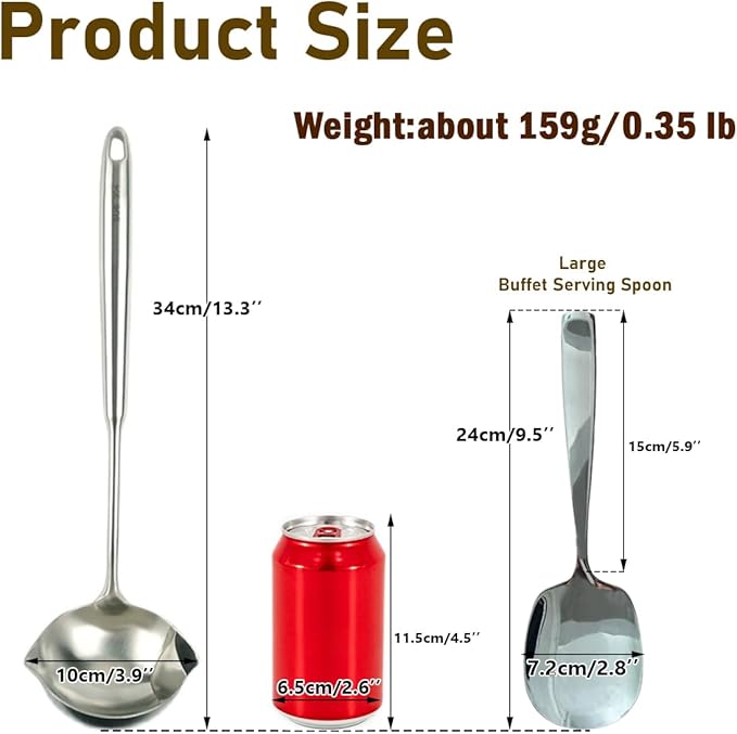 X-Large Buffet Serving Spoon,316L Stainless Steel Heavy duty Serving Spoon,Dishwasher Safe 9.5 inches 2Pack