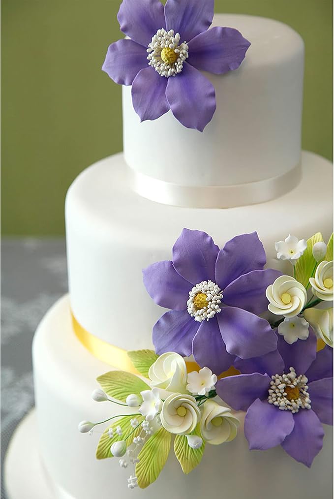 Global Sugar Art Tropical Frangipani Plumeria Cake Topper Sugar Cake Flowers Spray, Small, White with Yellow, 1 Count by Chef Alan Tetreault