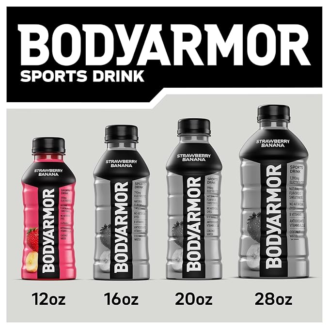 BODYARMOR Sports Drink Variety Pack, Coconut Water Hydration, Natural Flavors w Vitamins, Potassium Packed Electrolytes For Athletes, Strawberry Banana, Blue Raspberry, Orange Mango, 12 Oz - 24 pack