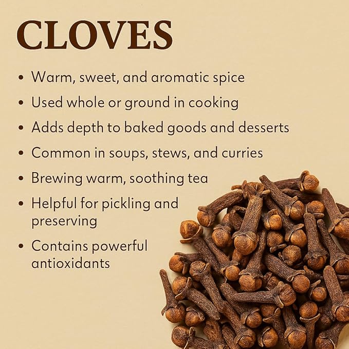 Whole Cloves 14 oz ??Premium Grade, Aromatic & Flavorful ??Resealable Bag for Freshness ??Perfect for Cooking, Baking, Pickling, Teas & DIY Home Remedies ??Bulk Spices by Mecca Foods