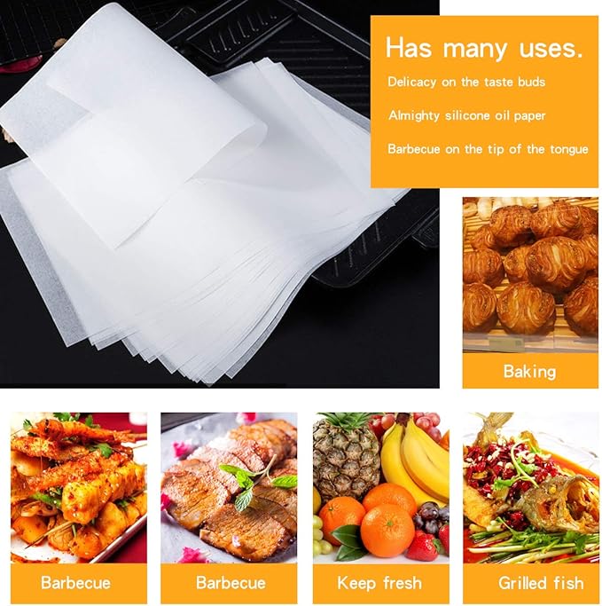 Parchment Sheets (200Pcs), 10 x 14 Inches Non-Stick Precut Baking Parchment Paper for Baking Cookies, Bread, Meat