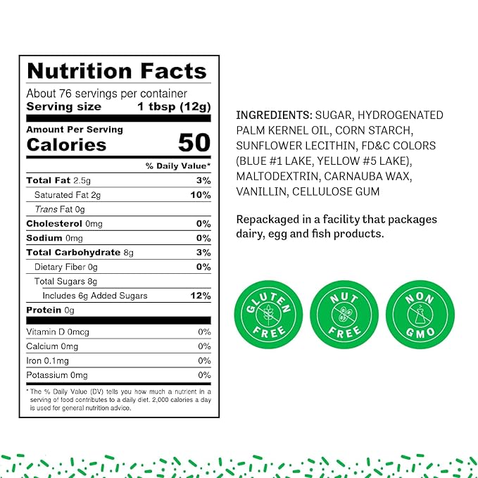Judee's Green Sprinkles for Cupcakes 2 lb - Gluten-Free and Nut-Free - Brighten Up Your Baked Goods - For Cookie and Cake Decoration - Use for Baking, on Dessert and as Ice Cream Toppings