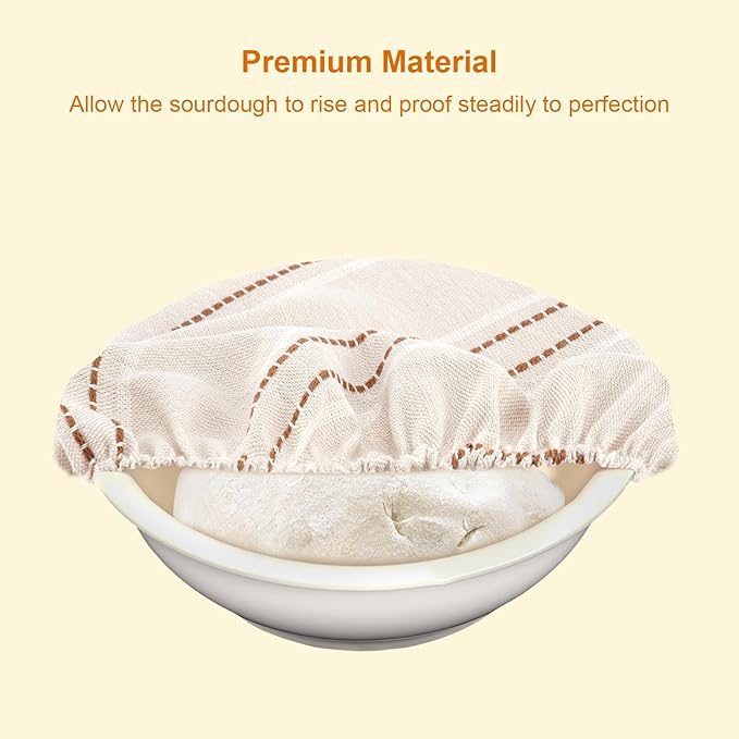 Reusable Bowl Covers for Bread Proofing, 9/10/13 Inches Bread Proofing Cover, 3 Pcs Linen Cotton Food Cover for Sourdough Proofing Basket, Food Storage Baking Supplies for Home Bakers