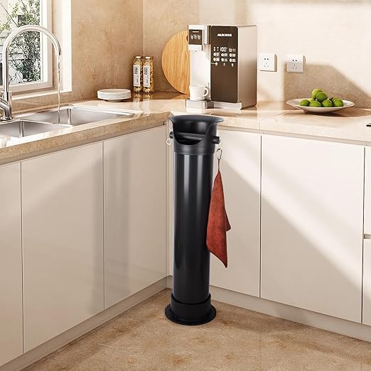 Espresso Knock Box, 18 L Floor Standing Espresso Knock Box Large Commercial Coffee Knock Box with Shock-Absorbent Espresso Dump Bin with Brushes Garbage Bags and Towels for cafes and Office