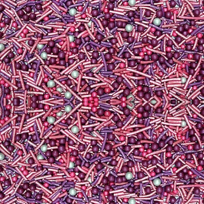 Confect Cake Decorating Sprinkles Mix ??Pink & Purple Jimmies with Pearl Sugar Balls ??Edible Cupcake & Cookie Topping for Baking, Party & Holiday Treats | Vegan, Gluten-Free, Soy-Free, Dairy-Free, Palm Oil-Free- 4.2 Oz