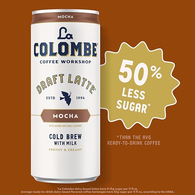 La Colombe Coffee, Mocha Draft Latte, 11 fl oz Cans (Pack of 12), Coffeehouse Quality Cold Brew, Specialty Grade Coffee Beans, Ready-to-Drink On-the-Go