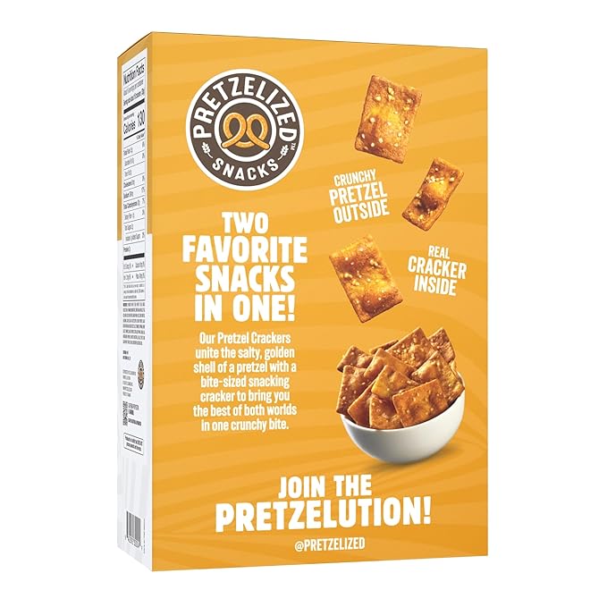 PRETZELIZED Snacks PRETZELIZED Pretzel Crackers, Honey Mustard Flavored, 6.5oz Box (Pack of 12)
