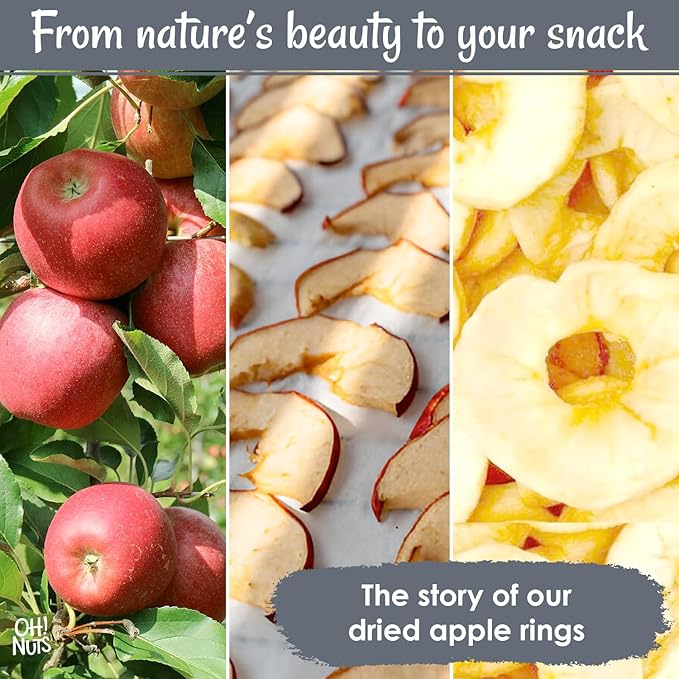 Oh! Nuts Dried Apple Rings - Apple Slices - 26 oz - Dried Apples - No Sugar Added - Dehydrated Fruit Bites