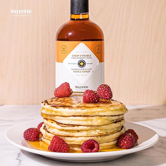 Surette Condiments 2 Pack Organic Maple Syrup 12.7 Fl Oz (375mL), Pure Amber Maple Syrup, Canadian Grade A, Gluten Free, Vegan, Kosher, Halal, Made in Canada (2)