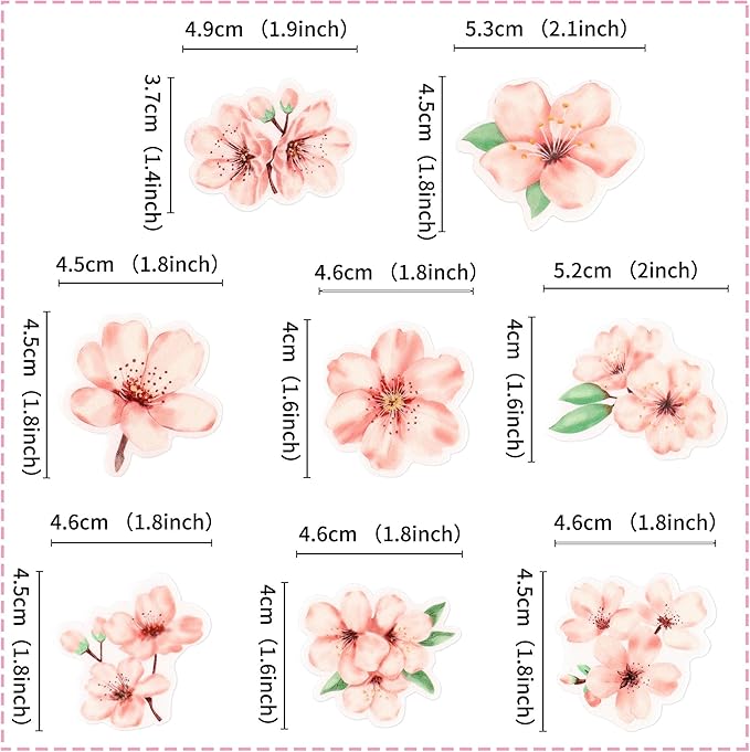 40 PCS Edible Cherry Blossoms Cupcake Toppers Wafer Paper Cherry Blossoms Flowers Cake Decorations for Baby Shower Kids Birthday Party Decorations Supplies