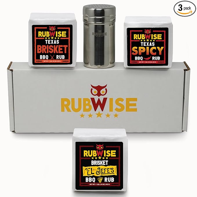 RubWise BBQ Brisket Rub Seasoning Gift Set (3 x 1 lb bags) - Barbecue Spices and Seasonings Variety Pack | Dry Spice for Any Meat & Smoker | Grilling Gifts for Men, Dad, Him, Her | Shaker Included