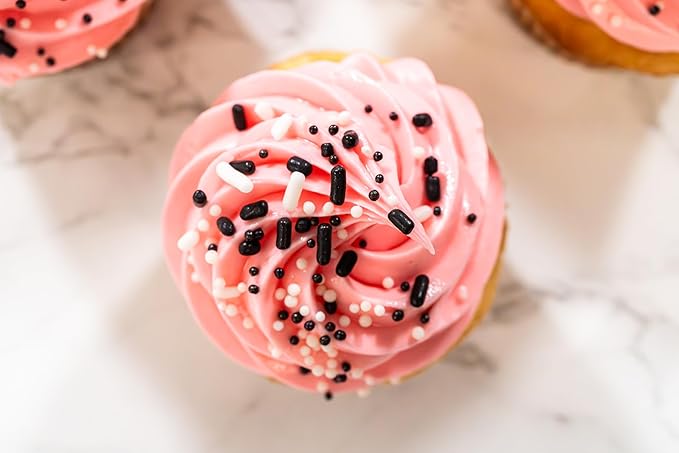 Bakerpan White-Black Jimmies Sprinkles - 6 Ounces Edible Sprinkles for Cake Decorating, Cupcakes, Ice Cream, Cake Decorations (Made in USA)
