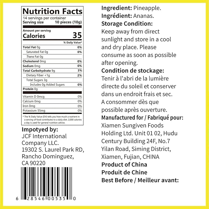 ONETANG Freeze-Dried Fruit Pineapple Chips, 10 Pack Single-Serve Pack, Non GMO, Kosher, No Add Sugar, Gluten free, Vegan, Holiday Gifts, Healthy Snack 0.35 Ounce