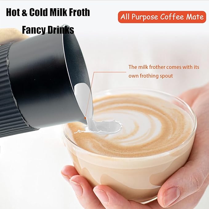 Espresso Maker with Milk Frother Electric Moka Pot 2-in-1 Espress Machine Aluminium One-Touch Operation Milk Froth Fine and Dense Black 110V