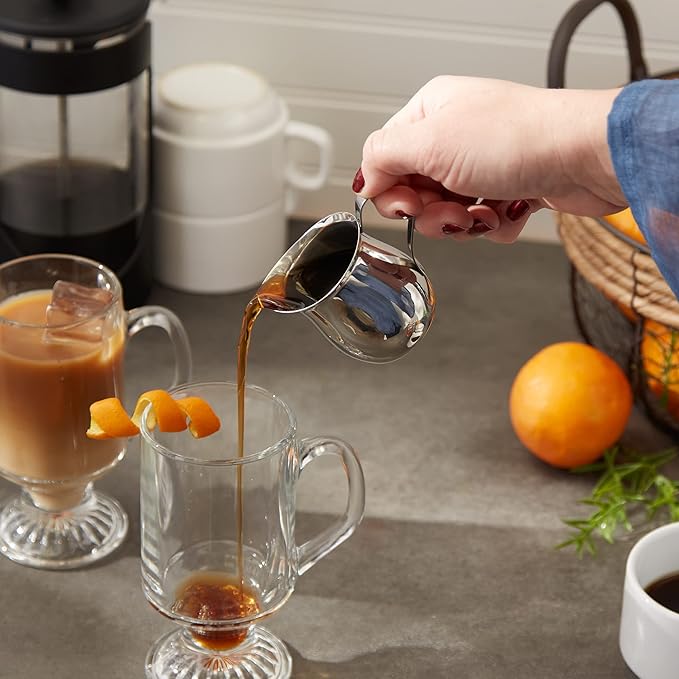 RSVP International Endurance Kitchen Collection Bell Shaped Creamer/Milk Pitcher for Espresso Machine with Handle & Pour Spout, Small, 3 oz. Capacity