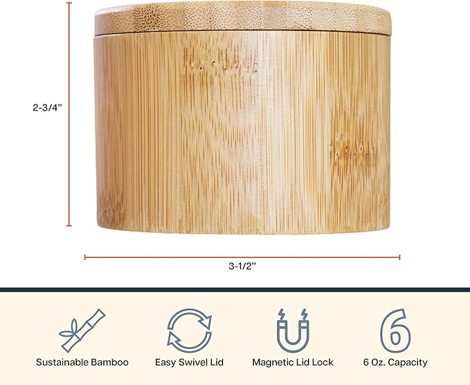 Totally Bamboo Salt Cellar with Swivel Lid ??Bamboo Spice Box Storage Container for Kitchen Countertop with Magnetic Closure ??Ideal for Sea Salt, Spices and Herbs