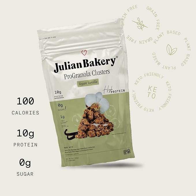 Julian Bakery® ProGranola® Cereal | Vegan | Vanilla Cluster | 10g Protein | 1 Net Carb | Gluten-Free | Grain-Free | 9oz (3 PACK)