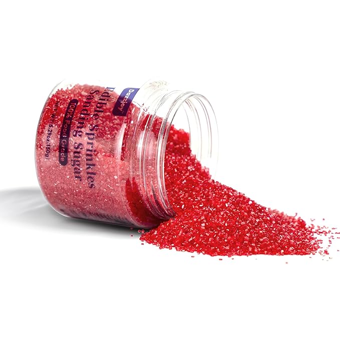 Christmas Red Sprinkles, Sanding Sugar, Food Grade, 150g, Edible Sprinkles for cupcake decorating, Cake Toppers, Sprinkles Decoration, Ice Cream, Wedding Party Valentines Halloween Christmas Supplies