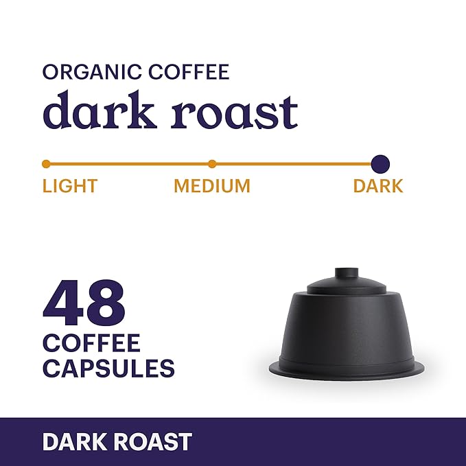 G GRANA Dark Roast USDA Organic Dolce Gusto Compatible Coffee Pods, 100% Arabica Single Source Specialty Coffee, 48 Single Serve Pods