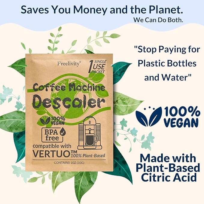 Nespresso Compatible Vertuo Cleaning & Descaling Kit ??1 Year Supply. Includes 4 Descaling Powder Solution, 12 Cleaning Tablets, 1 Reusable Pod, Eco-Friendly Vertuoline Maintenance Kit