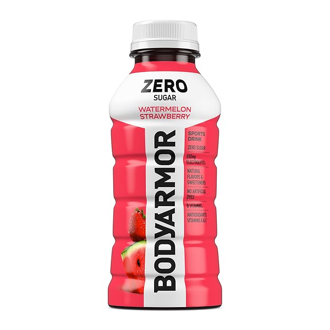 BODYARMOR ZERO Sugar Watermelon Strawberry, Sugar Free Sports Drink - Low-Calorie Hydration - Natural Flavors with Potassium Packed Electrolytes, Antioxidants, and B-vitamins, 12 fl oz (Pack of 8)
