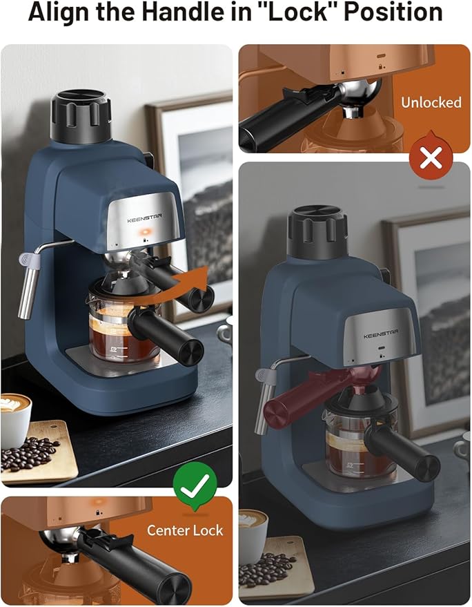 3.5Bar Espresso Machine with Milk Frother, 800W Compact Espresso and Cappuccino Machine with Preheating Function, 4 Cup Espresso Maker for Cappuccino or Latte, Gift for Coffee Lover