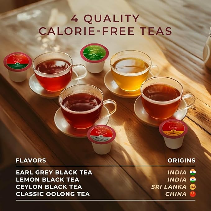 Gya Tea Co Mid-Day Refresh Tea Gift Set (16 ct) - Assorted Tea Pod Variety Pack with Ceylon, Lemon, Oolong & Earl Grey 4 Flavors for Refresh & Energy
