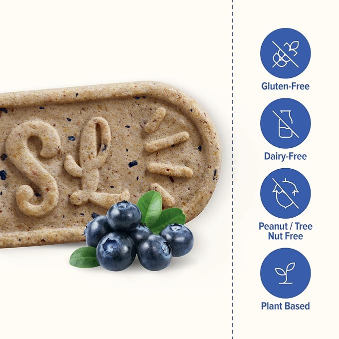 Sweet Loren's Vegan Breakfast Biscuits | Blueberry | 4g Protein, 19g Whole Grains | Plant Based, Gluten Free, Dairy Free, Nut Free Snacks | 6 Pack (30 Total Biscuits, 1.6 ounce each)