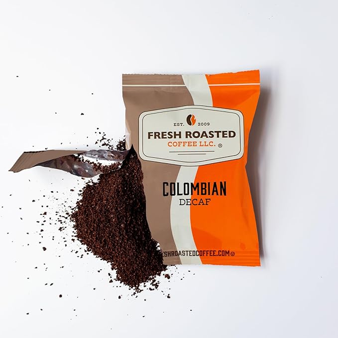 Fresh Roasted Coffee, 100% Colombian Decaf, Kosher, EA Natural Decaf, Pre-Ground Fractional Packs, 1.75 Ounce, 42 Count