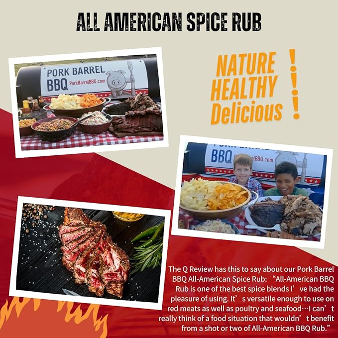 Pork Barrel BBQ All American Spice Rub, All Purpose BBQ Rub - Keto, No MSG, Zero Calorie, Gluten-Free and Sugar-Free, 3.8 oz