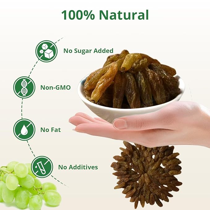 Naturebliss Premium Green Raisins, Long-Grain, Jumbo Seedless Grapes Dried Fruit Snacks, No Sugar Added, Non-GMO, Naturally Shade-Dried Raisins, Healthy Energy Snacks (6 OZ/Pack of 1)