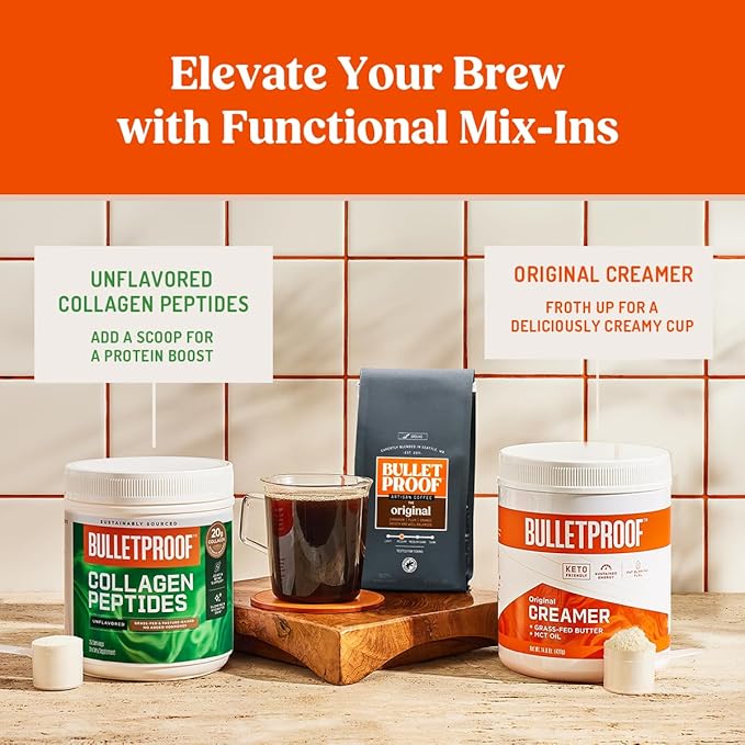 Bulletproof Original Medium Roast Ground Decaf Coffee, 12 Ounces, 100% Arabica Coffee, Clean Coffee Tested for Toxins, Packaging May Vary