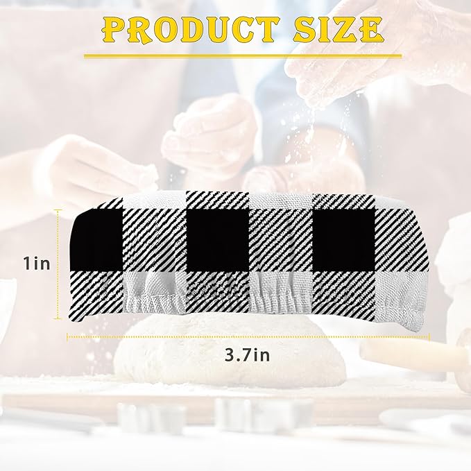 Gray White Plaid Sourdough Starter Cloth Covers Jars Or Kombucha Kefir Fermentation Cheese Fabric Lids, Gifts for Women Baker Fit Jars Mouth from 3-4 inch, 5 Pack