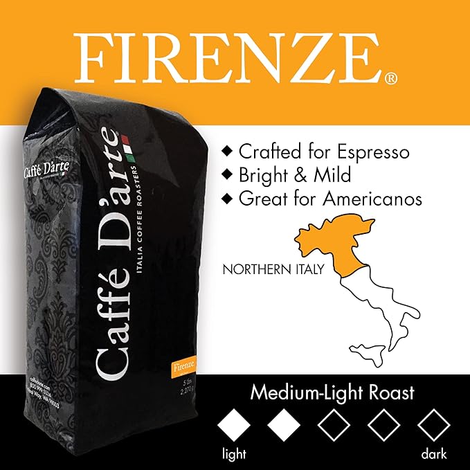 Caffe D'arte Firenze Whole Bean Espresso Coffee, 5 Pounds