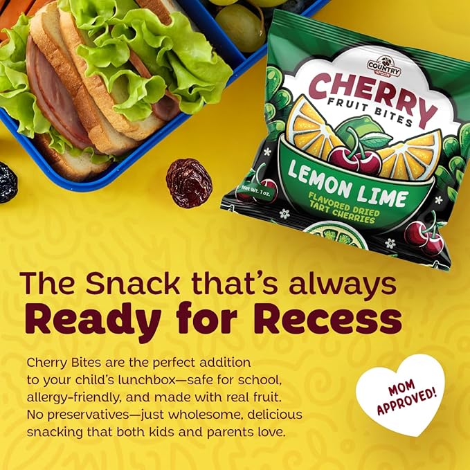 Country Spoon Real Fruit Snacks for Kids ??24 Variety Pack | Dried Tart Cherries Flavored with Orange, Raspberry, Peach & Lemon Lime | Gluten Free, Allergen Free, Non GMO, School Safe