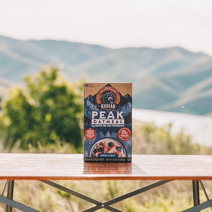 Kodiak Cakes Peak Instant Oatmeal Packets, Berries & Cream, High Protein,100% Whole Grains, 6 box with 4 packets each (Total of 24 packets)