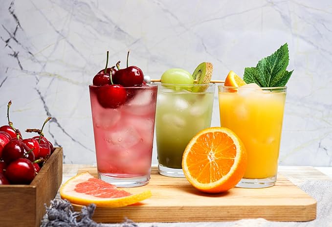 Glaver's Juice Glasses 7 oz. Set of 10 Glass Cups ??Beverage Water Tumblers For Home and Bar, Water, Cocktails, Iced tea. Kids Friendly Dishwasher Safe.
