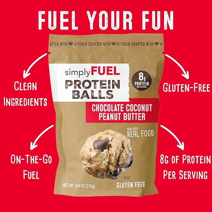 simplyFUEL Chocolate Protein Ball Variety Pack - Whole Food Balls with Probiotics - 8g Protein Snack - Gluten Free Energy Balls (3 Packs)