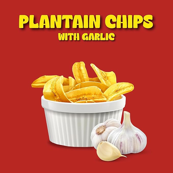 Mayté Garlic Plantain Chips – 30 Individual Packs (3oz Each) – Crunchy, Savory, and Healthy Snacks Made from Real Plantains – Non-GMO, Gluten-Free, Kosher – No Preservatives or Artificial Colors