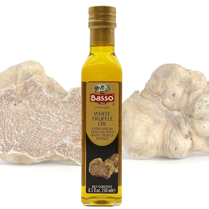 BASSO 1904 Black & White Truffle Oil Set ??2 Bottles x 8.5 fl oz (250ml) ??High-Concentration Italian Extra Virgin Olive Oil with Real Black Winter & White Alba Truffles ??Gourmet Finishing Oil for Pasta, Risotto & Pizza ??Imported from Italy