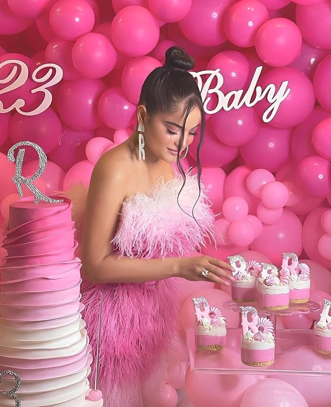 Pink Balloons Metallic Pink Balloon, 60Pcs 12Inch Chrome Deep Light Pearl Hot Pink Latex Balloons for Birthday Wedding Baby Shower Party Decoration