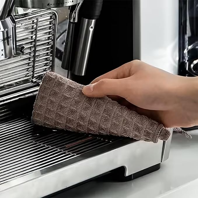 Barista Towel 4 Pack (12"x12"), Microfiber Cleaning Towels for Espresso Machine, Countertops Essential Coffee Bar Accessories, Waffle Weave Microfiber Cleaning Cloth for Pub