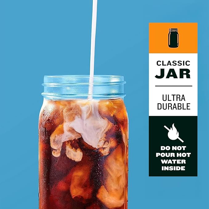 County Line Kitchen Glass Cold Brew Coffee Maker with Lid - Wide Mouth, 2 Quart (64 oz) - Heavy Duty, Leak Proof - Sun & Iced Tea Pitcher, Cold Brew Coffee, Breast Milk Storage, Water - Black