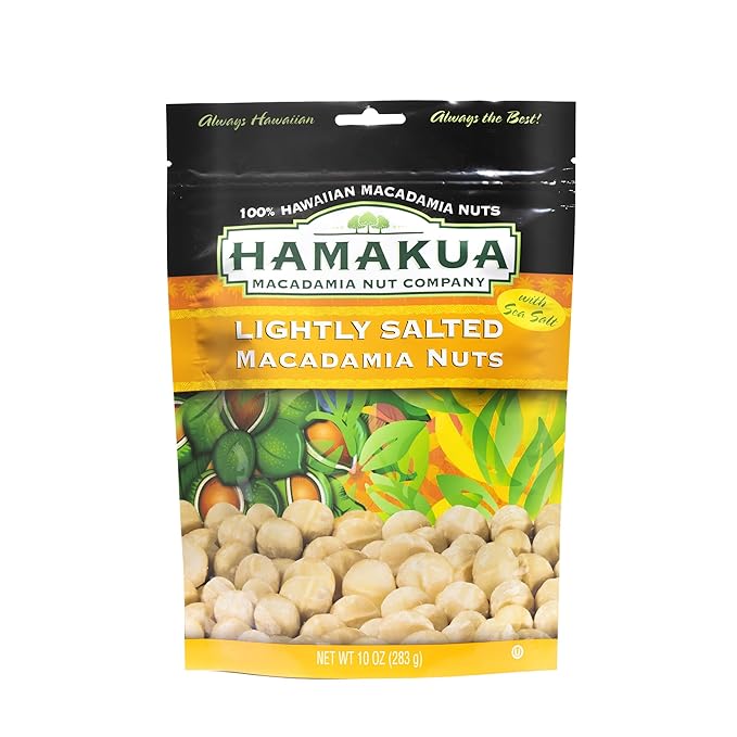 Hamakua Macadamia Nuts - Lightly Salted - Hawaiian Grown Dry Roasted Half and Whole Macadamias with Salt - Natural Eco-Friendly Large Macadamia Nuts