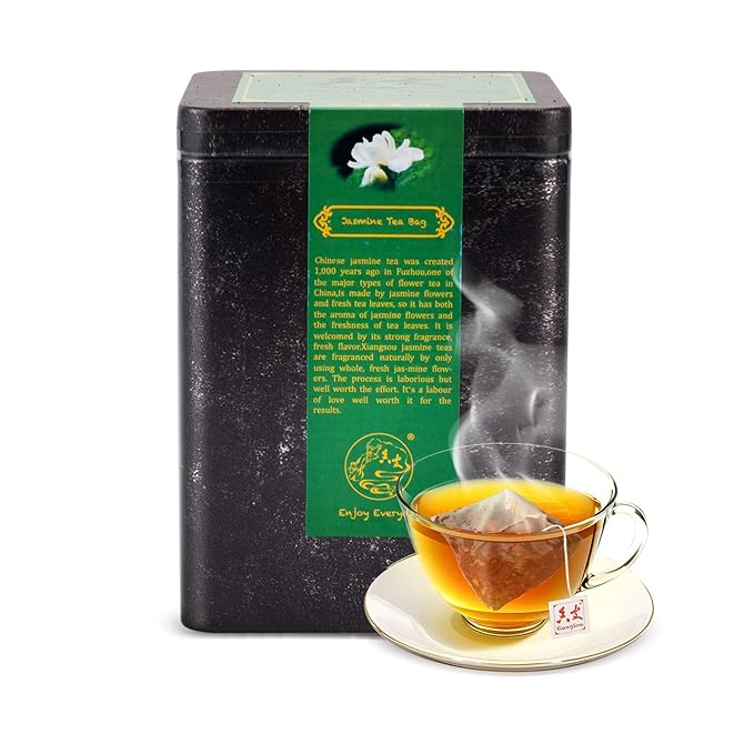Xiangsou Jasmine Tea,Premium Chinese Green Tea From Fuzhou with 40 Tea Bags,Strong Flower Fragrance Chinese Tea With a Mellow Taste