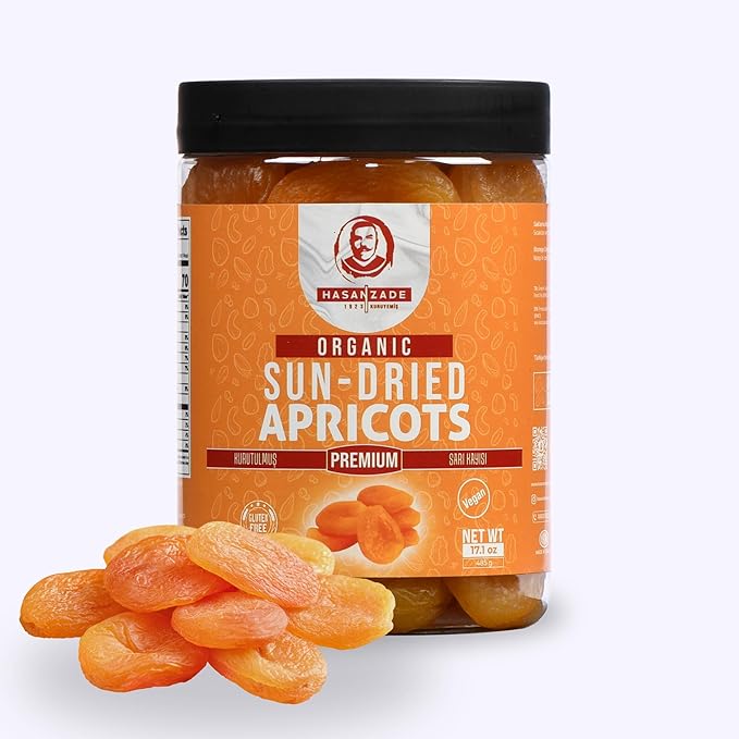 HASANZADE Organic Dried Apricots Healthy Snacks for Adults and Kids Vegan Gluten Free Dried Fruit Snacks (17,1 Oz)