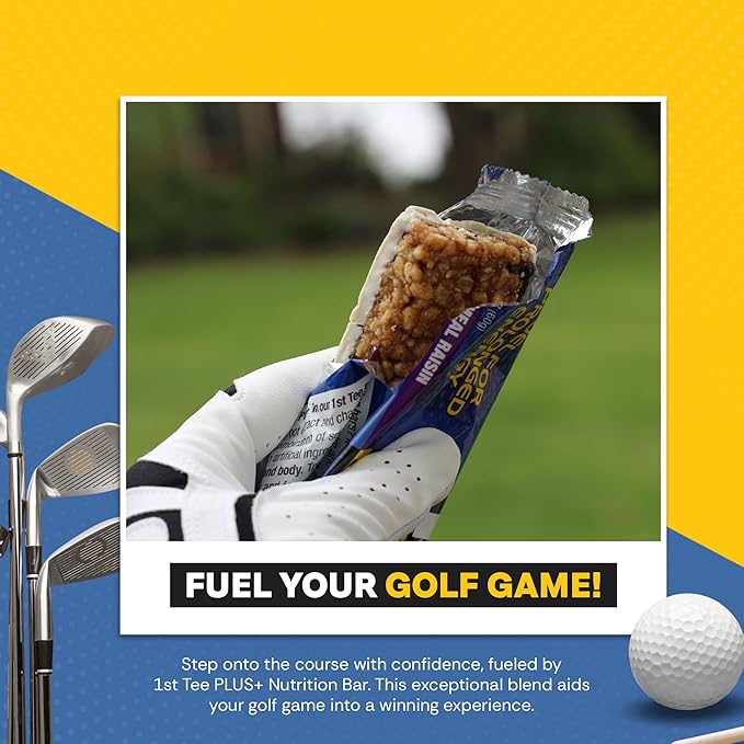 1st Tee PLUS+ Oatmeal Raisin bars made with Natural Ingredients Breakfast Bars | Best Oatmeal Bars, Golf Nutrition Bar Easily Digestible Balanced Nutrition Bars 12-60 grams bars